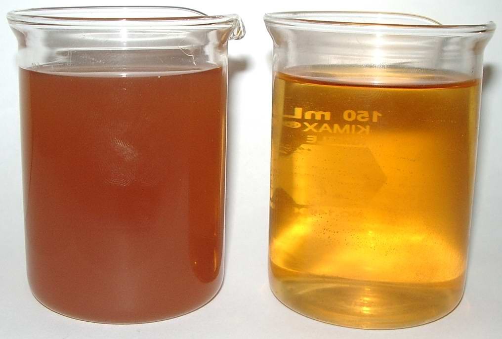 Crude juice and clarified juice — before and after extraction processing